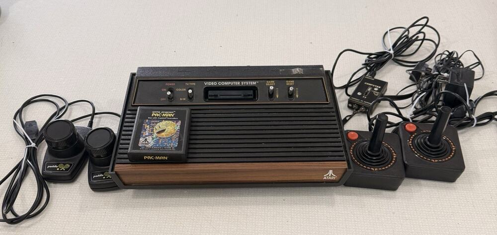 Atari 2600 Black Video Game Console Bundle with Pac-Man Game